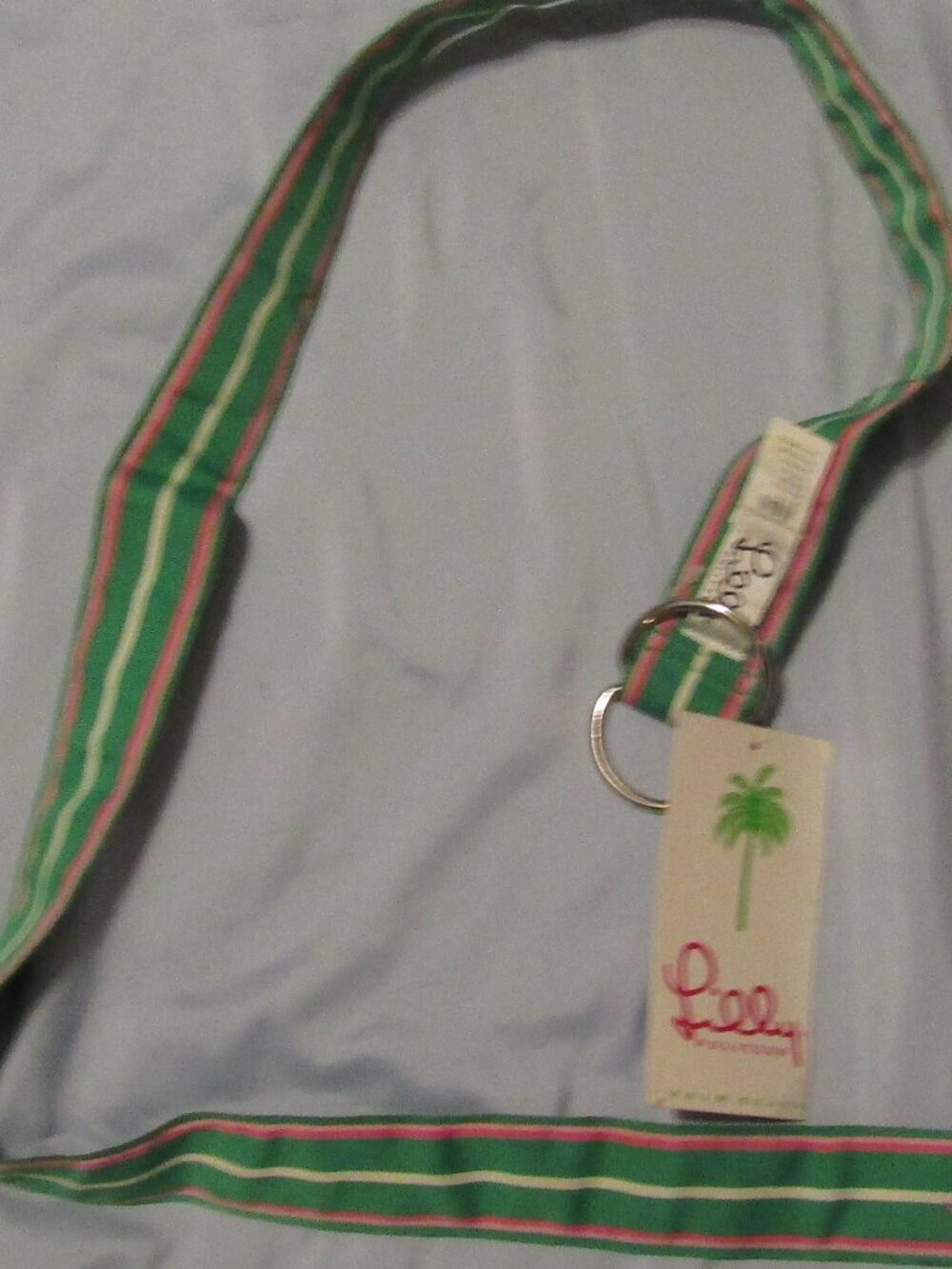 NWT LILLY PULITZER Palm Beach Cloth Belt Size Medium 42" Long Green Pink Stripes